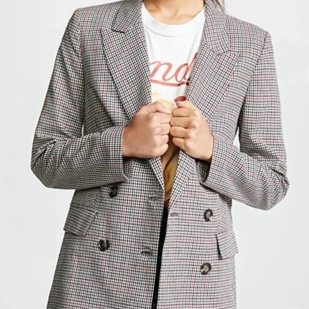 Wayf Finn Double-Breasted Checkered Blazer XS